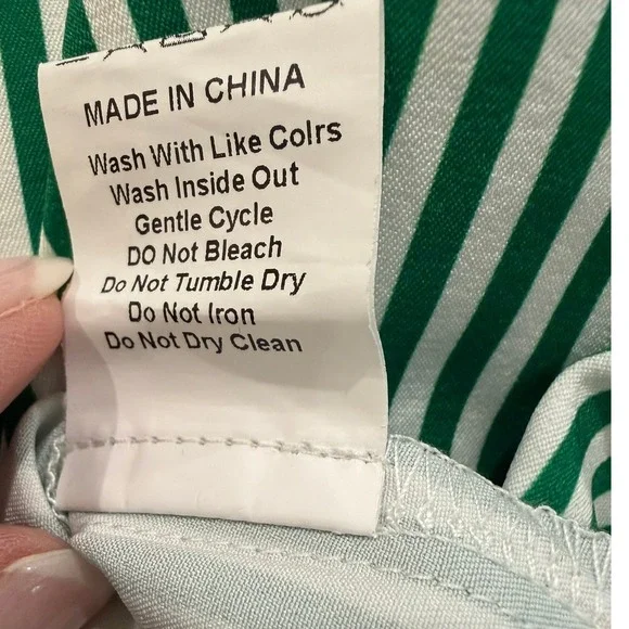 Unbranded Green White Striped Half Zip Short 1/2 Sleeve Tunic Blouse Womens 2XL - Picture 6 of 6